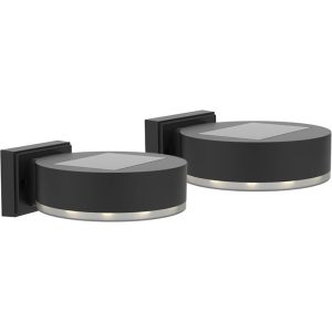 Napelemes fali lámpa, Strend Pro Garden, fekete, 2 db, 14 x 12 x 5,5 cm, SMD LED, melegfehér fény, akkumulátoros, műanyag