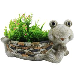   Kerti dekoráció, MagicHome Gecco 4004, béka, szürke, 35 x 16 x 17 cm, magnézia, egyben virágtartó is