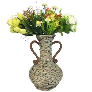 Kerti dekoráció, MagicHome Gecco, amfóra, szürke, 27 x 27 x 40 cm, magnézia, egyben virágtartó is