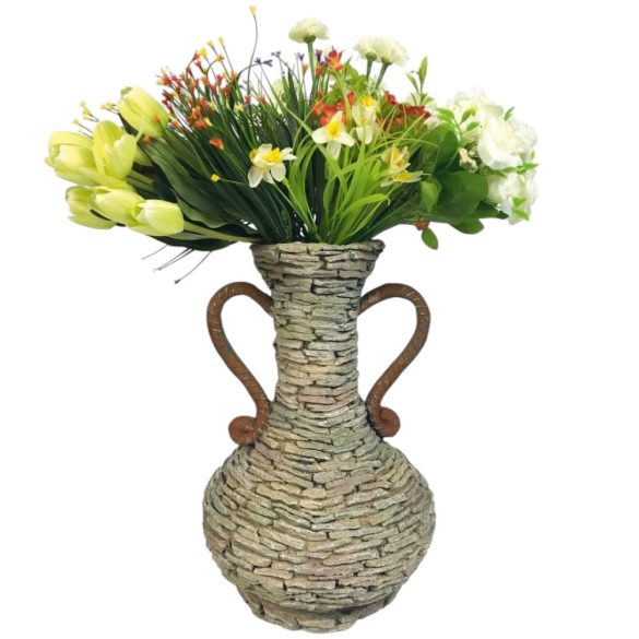 Kerti dekoráció, MagicHome Gecco, amfóra, szürke, 27 x 27 x 40 cm, magnézia, egyben virágtartó is