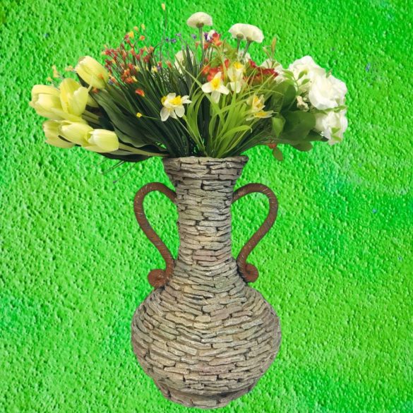 Kerti dekoráció, MagicHome Gecco, amfóra, szürke, 27 x 27 x 40 cm, magnézia, egyben virágtartó is