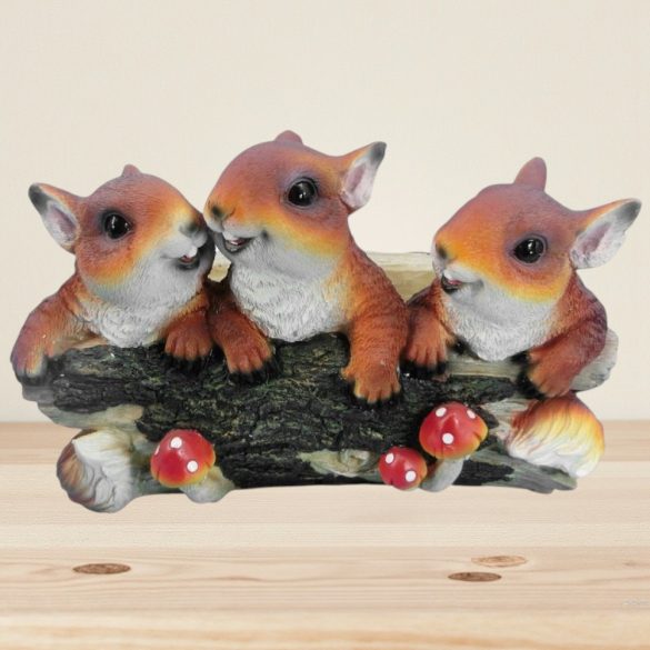 Kerti dekoráció, MagicHome Gecco 5033, mókusok ágon, barna/narancssárga, 31 x 22 x 20 cm, poligyanta