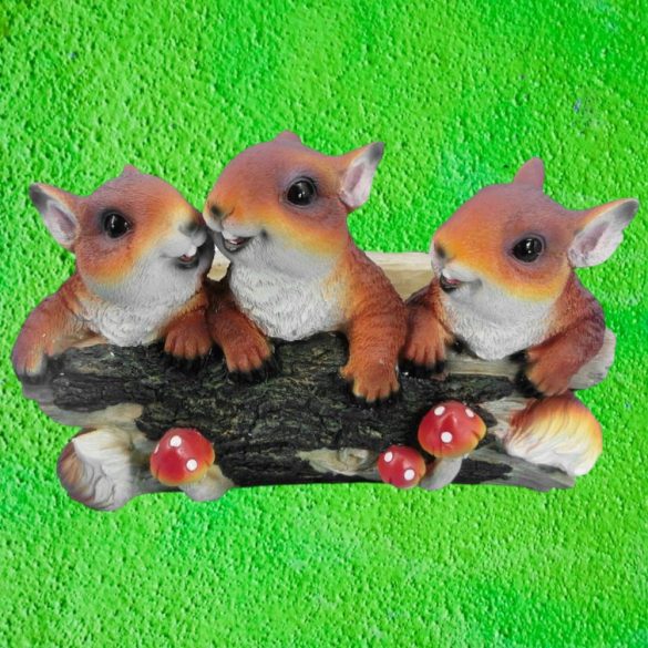 Kerti dekoráció, MagicHome Gecco 5033, mókusok ágon, barna/narancssárga, 31 x 22 x 20 cm, poligyanta