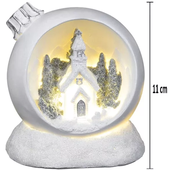 MagicHome karácsonyi dekoráció, karácsonyi gömb, melegfehér LED, 10,5 x 9 x 11 cm