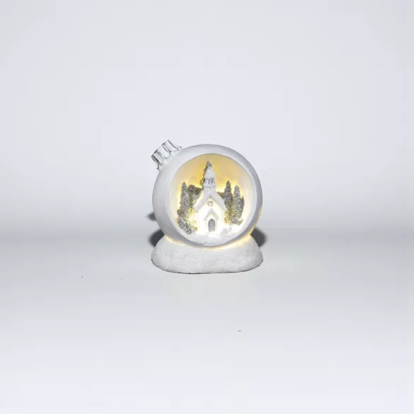 MagicHome karácsonyi dekoráció, karácsonyi gömb, melegfehér LED, 10,5 x 9 x 11 cm