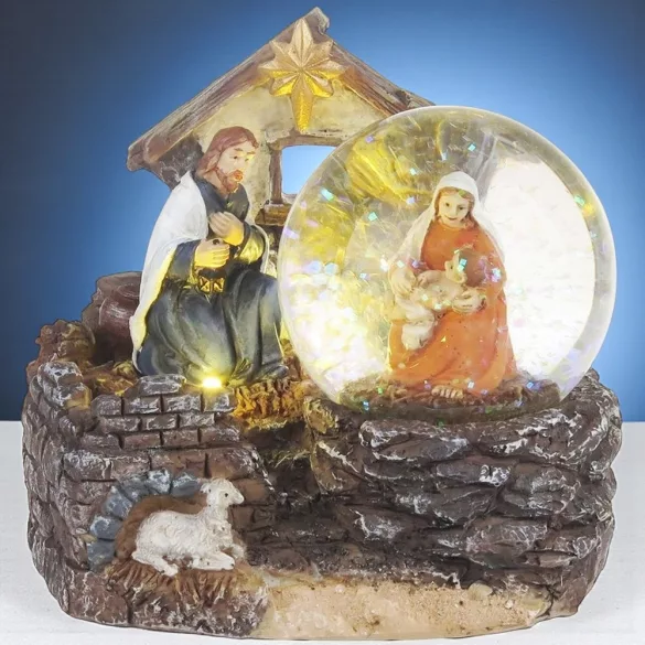 MagicHome karácsonyi dekoráció, Betlehem, 2 melegfehér LED, 11 x 9,5 x 10 cm