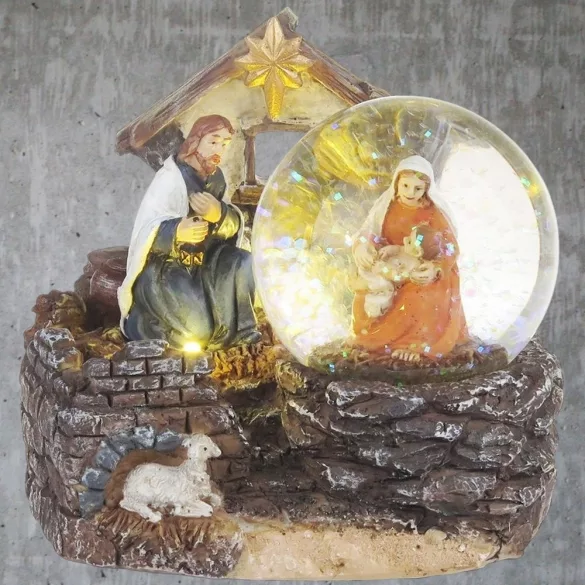 MagicHome karácsonyi dekoráció, Betlehem, 2 melegfehér LED, 11 x 9,5 x 10 cm