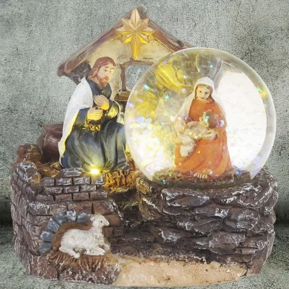 MagicHome karácsonyi dekoráció, Betlehem, 2 melegfehér LED, 11 x 9,5 x 10 cm