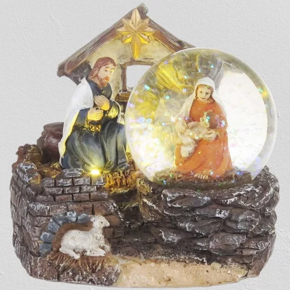 MagicHome karácsonyi dekoráció, Betlehem, 2 melegfehér LED, 11 x 9,5 x 10 cm