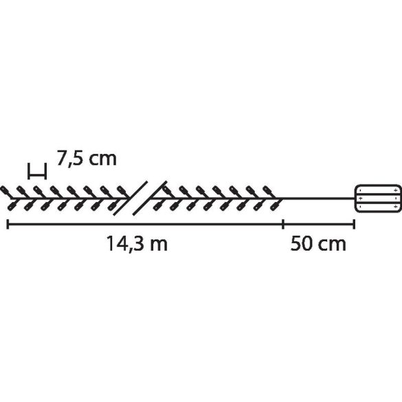 LED fényfüzér, MagicHome Viacone Ceibo, 14,3 m, 192 LED, melegfehér, 8 fényprogram, időzítő, elemes (3x AA), kültéri, memória