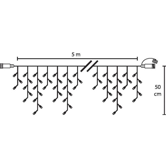 Fényfüggöny, MagicHome Vianoce Multi-Connect, Jégcsap, 200 LED, 5 m, 50 cm, melegfehér, egyszerű világítás, kültéri, fehér kábel, 230 V