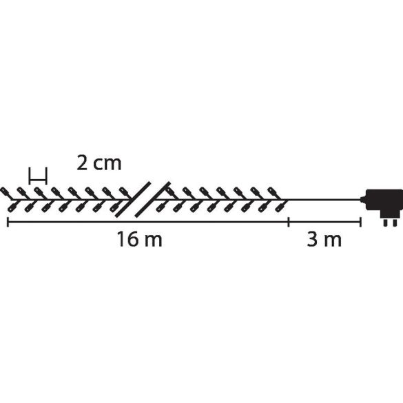 LED fényfüzér, MagicHome Vianoce Errai, 800 LED, 16 m, melegfehér, 8 funkció memóriával, IP44, kültéri, 230 V 50 Hz, adapteres, zöld kábel