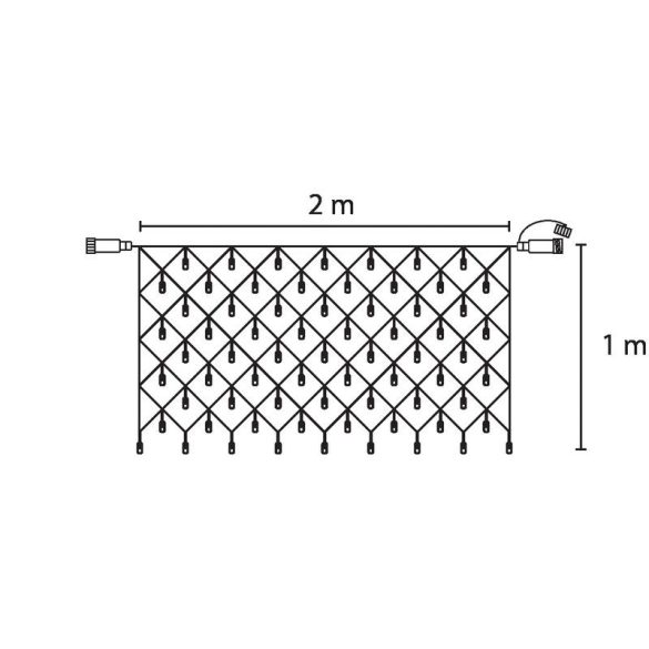 Hálós LED fényfüzér, MagicHome Vianoce Netled, 160 db LED, 2 x 1 m, hidegfehér, hálós, összekapcsolható, egyszerű világítás, fehér kábel, kültéri