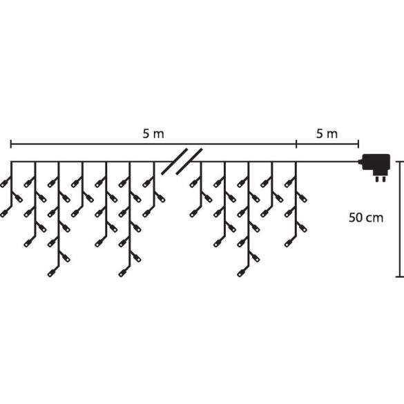 Fényfüggöny, MagicHome Vianoce, Jégcsap, 200 LED, 5 m, hidegfehér, kültéri, egyszerű világítás, 230 V, 50 Hz, fehér kábel