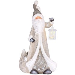   MagicHome karácsonyi dekoráció, Mikulás lámpással, 25 melegfehér LED, kerámia, 34 x 21 x 65 cm