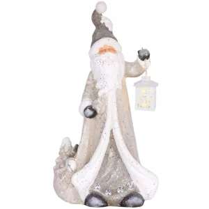 MagicHome karácsonyi dekoráció, Mikulás lámpással, 25 melegfehér LED, kerámia, 34 x 21 x 65 cm