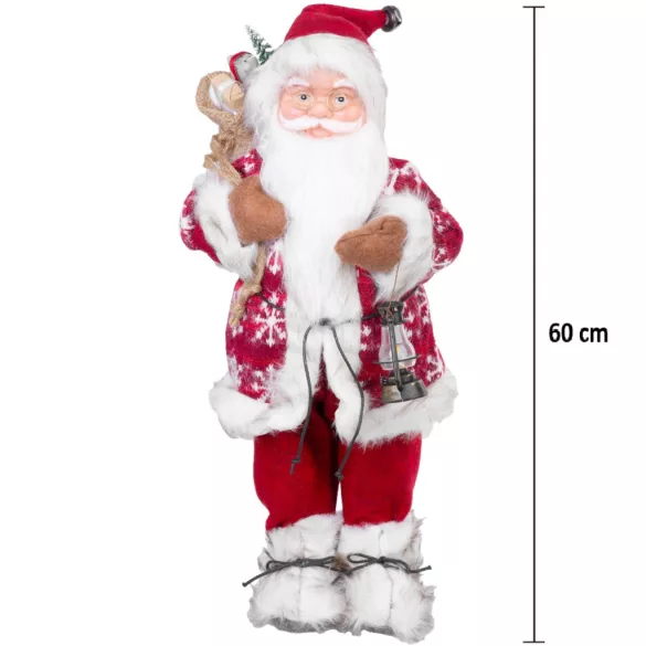 MagicHome karácsonyi dekoráció, álló Mikulás, piros, 60 cm