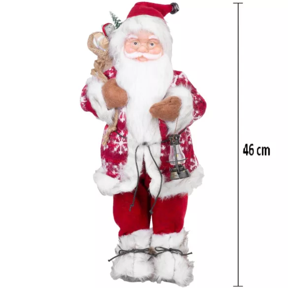 MagicHome karácsonyi dekoráció, álló Mikulás, piros, 46 cm