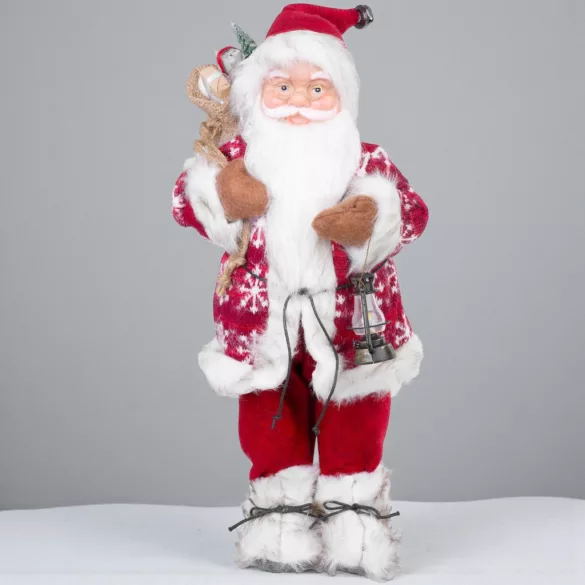 MagicHome karácsonyi dekoráció, álló Mikulás, piros, 46 cm