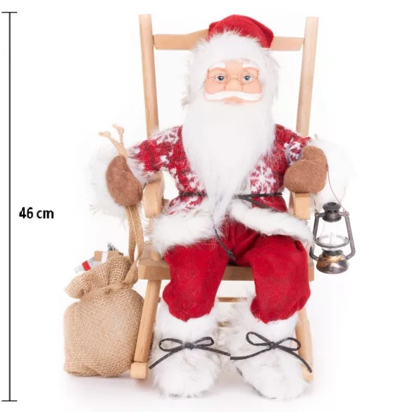 MagicHome karácsonyi dekoráció, ülő Mikulás, 46 cm