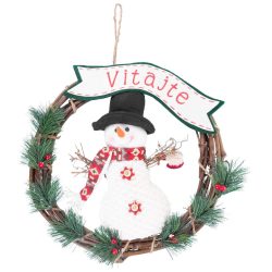 MagicHome karácsonyi dekoráció, hóember koszorú, 37 cm