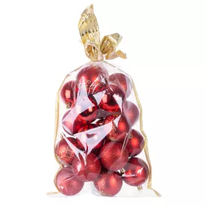 MagicHome karácsonyi gömbök, 20 db, 6 cm, piros, karácsonyfára