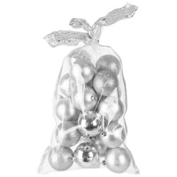   MagicHome karácsonyi gömbök, 20 db, 6 cm, ezüst, karácsonyfára