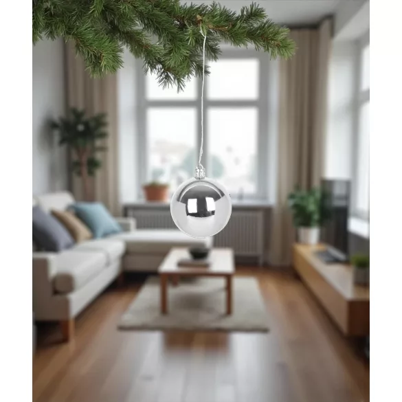 MagicHome karácsonyi gömbök, 20 db, 6 cm, ezüst, karácsonyfára