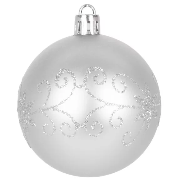 MagicHome karácsonyi gömbök, 20 db, 6 cm, ezüst, karácsonyfára