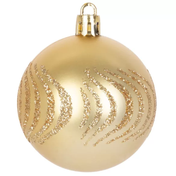 MagicHome karácsonyi gömbök, készlet, 21 db, 6 cm, arany, csúcs, karácsonyfára