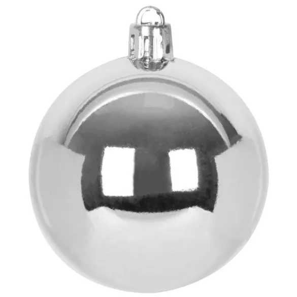 MagicHome karácsonyi gömbök, készlet, 21 db, 6 cm, ezüst, csúcs, karácsonyfára