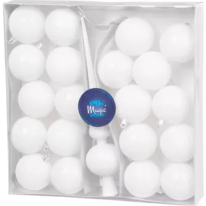 MagicHome karácsonyi gömbök, készlet, 21 db, 6 cm, fehér, csúcs, karácsonyfára
