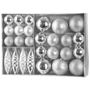 MagicHome karácsonyi gömbök, készlet, 31 db, ezüst, karácsonyfára