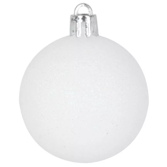 MagicHome karácsonyi gömbök, 31 db, fehér-ezüst, mix, karácsonyfára, 3-6 cm