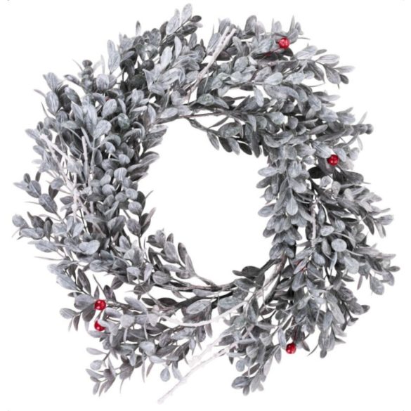 MagicHome karácsonyi koszorú, fagyöngy, 30 x 30 x 08 cm