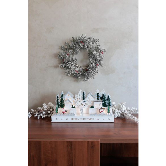 MagicHome karácsonyi koszorú, fagyöngy, 30 x 30 x 08 cm