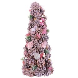 MagicHome műfenyő, feldíszített, rózsaszín, 40 cm