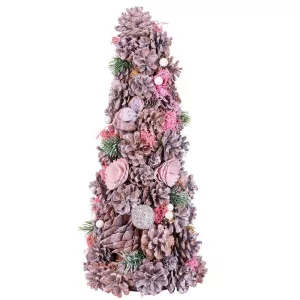 MagicHome műfenyő, feldíszített, rózsaszín, 40 cm