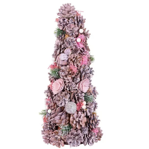MagicHome műfenyő, feldíszített, rózsaszín, 40 cm