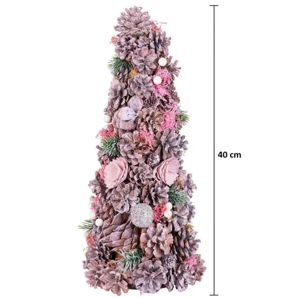 MagicHome műfenyő, feldíszített, rózsaszín, 40 cm