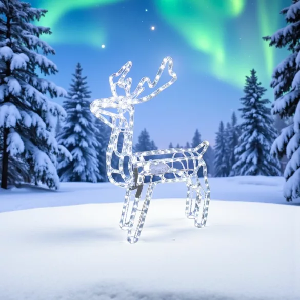 MagicHome karácsonyi dekoráció, rénszarvas, 216 db hidegfehér LED, forgó fejjel, 230V, kültéri, 73 x 44 x 82 cm
