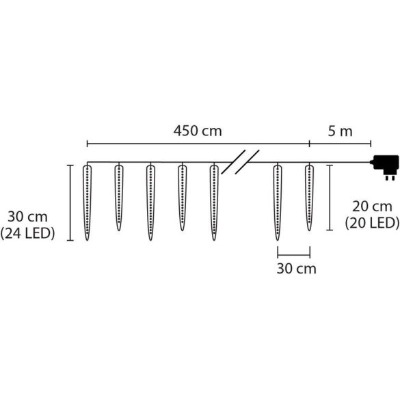 Fényfüggöny, MagicHome Vianoce, Jégcsap, vízesés hatással, 352 db LED, hidegfehér, 4,5 m, kültéri, hálózati (230 V, 50 Hz)