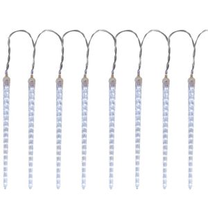 Fényfüggöny, MagicHome Vianoce Icicle, 288 LED, 350 cm, hidegfehér, 8 jégcsappal, vízesés hatás, 230 V, 50 Hz, kültéri, átlátszó kábel