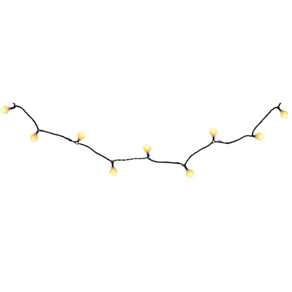 LED fényfüzér, MagicHome Vianoce Cherry Balls, 100 LED, 9,9 m, melegfehér, IP44, 8 funkciós, kültéri, zöld kábel