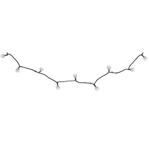 LED fényfüzér, MagicHome Vianoce Cherry Balls, 100 db LED, 9,9 m, hidegfehér, IP44, 8 funkciós, kültéri, zöld kábel