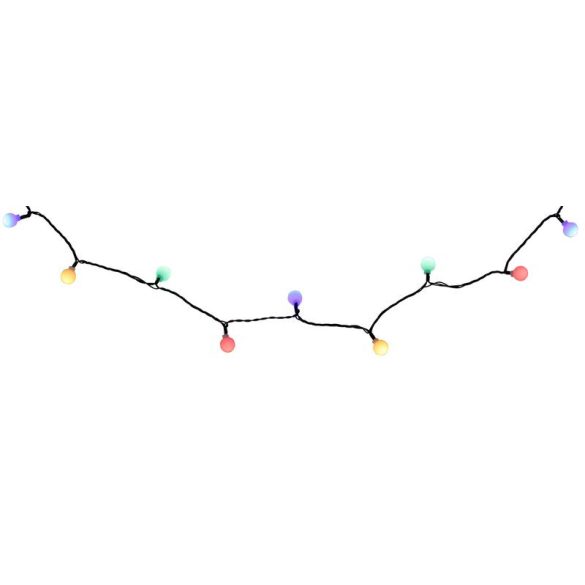 LED fényfüzér, MagicHome Vianoce Cherry Balls, 100 db LED, 9,9 m, többszínű, IP44, 8 funkció, kültéri, zöld kábel