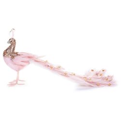   MagicHome karácsonyi dekoráció, páva, pelyhes, rózsaszín, 50 x 20 x 23 cm
