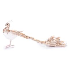   MagicHome karácsonyi dekoráció, páva, pelyhes, arany, 50 x 20 x 23 cm