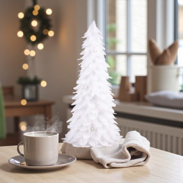 MagicHome karácsonyi dekoráció, karácsonyfa pehelyből, fehér, 22 x 46 cm
