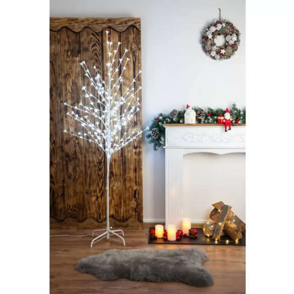 MagicHome Cherry Tree karácsonyi dekoráció, fa, 180 cm, 120 hidegfehér LED, 230 V, IP44